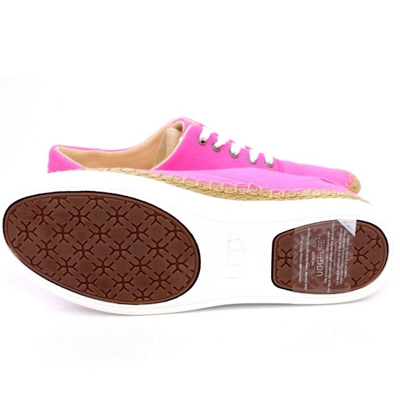 UGG AUSTRALIA EYAN II PINK AZALEA CANVAS BOAT STYLE SNEAKERS Trainers Flat Shoes - Picture 6 of 16